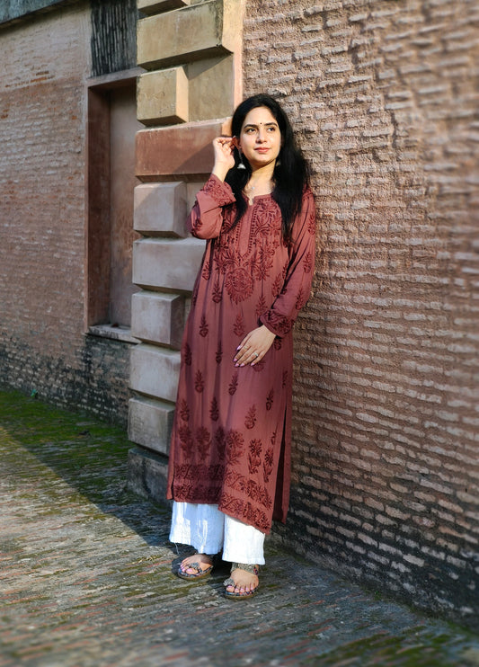 Afreen Modal Straight Long Brown kurta