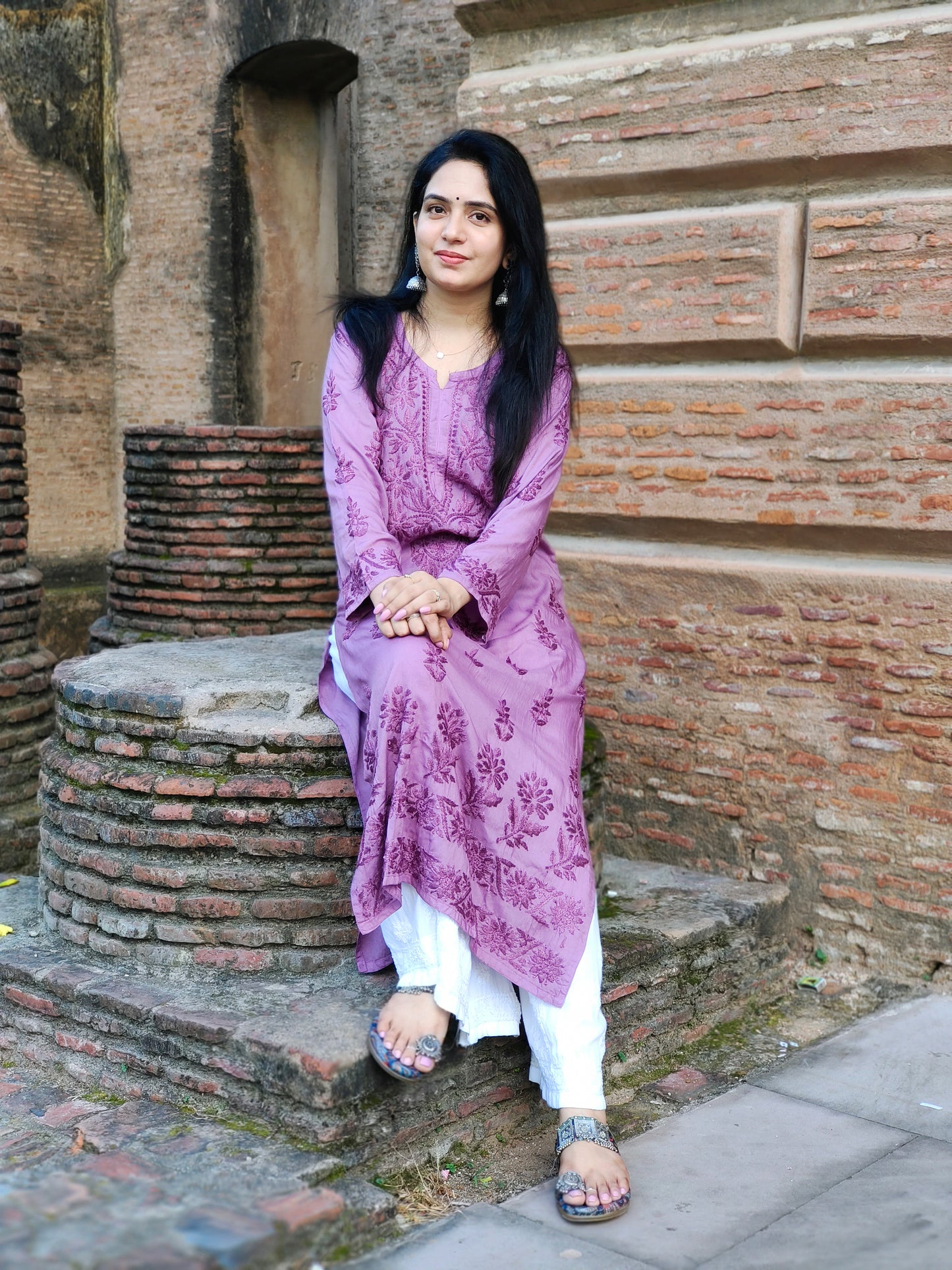Afreen Modal Straight Long Mauve kurta
