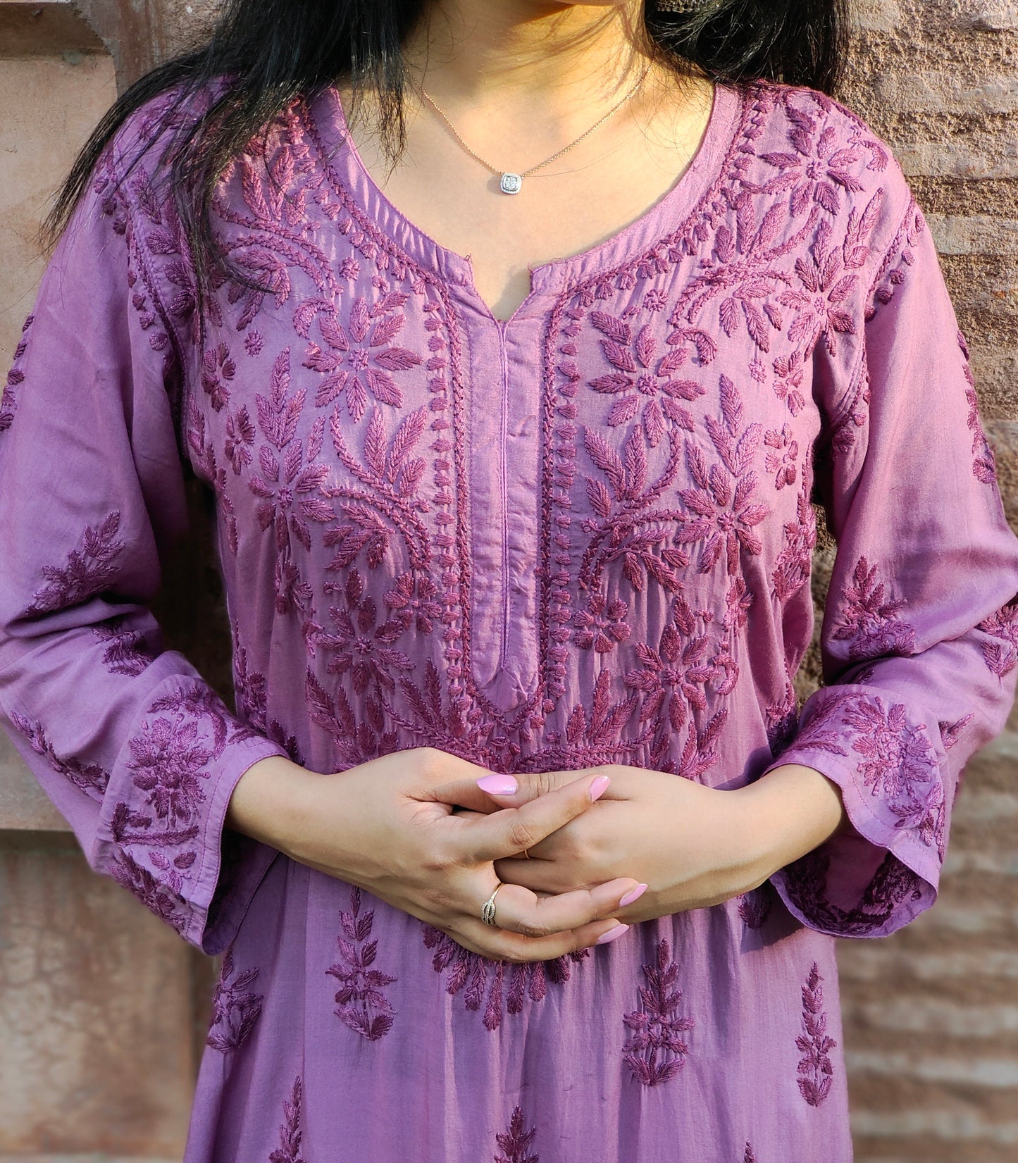 Afreen Modal Straight Long Mauve kurta