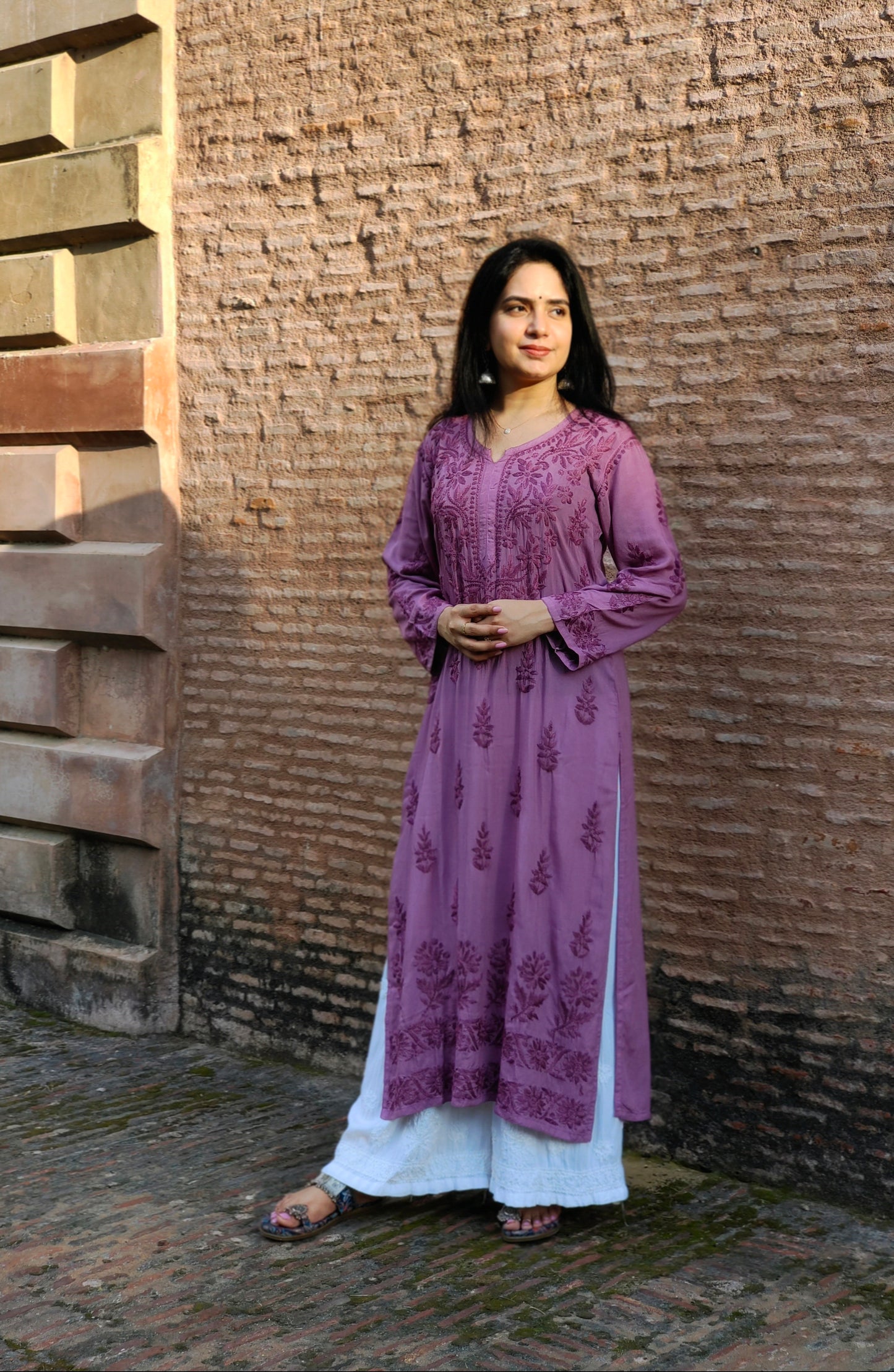Afreen Modal Straight Long Mauve kurta