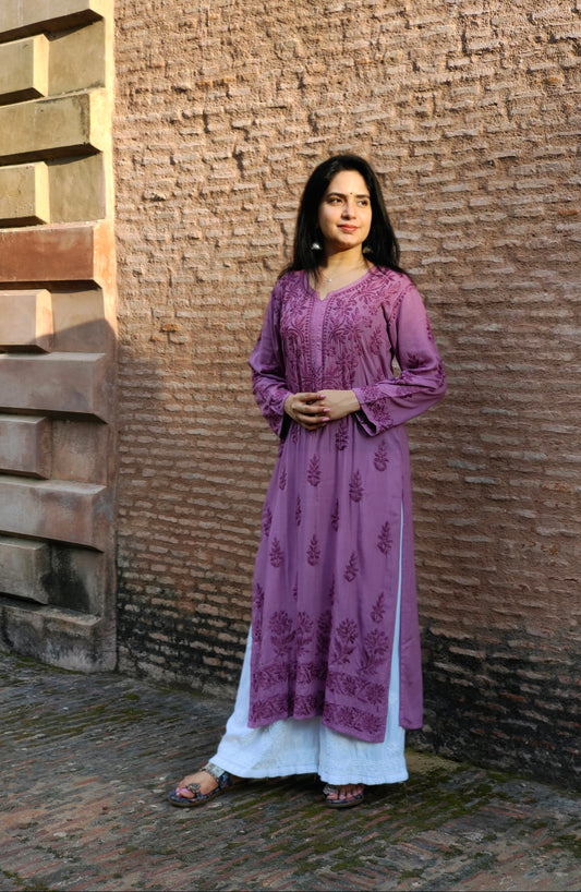 Afreen Modal Straight Long Mauve kurta