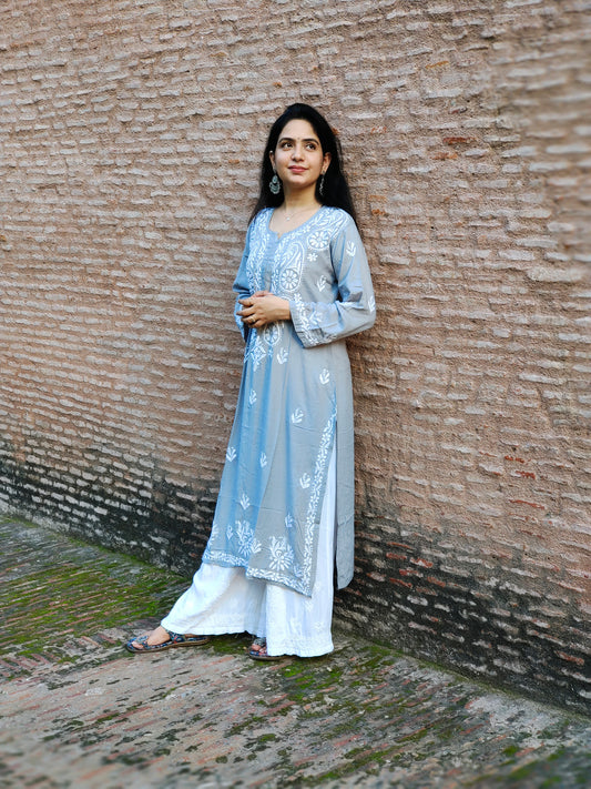 Sara Grey Straight Modal chikankari Kurta