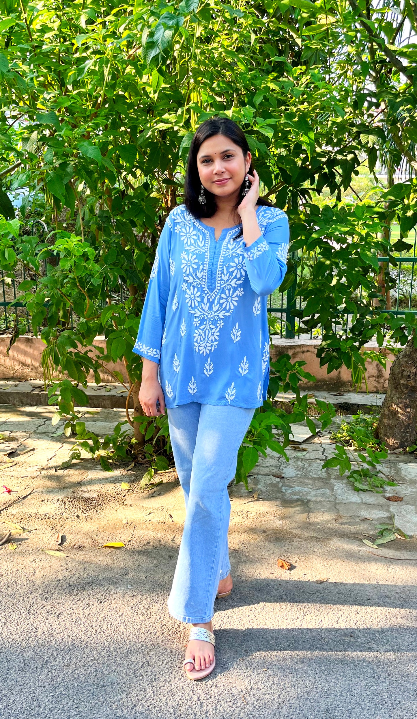 Short modal Chikankari Kurti (Short Top)