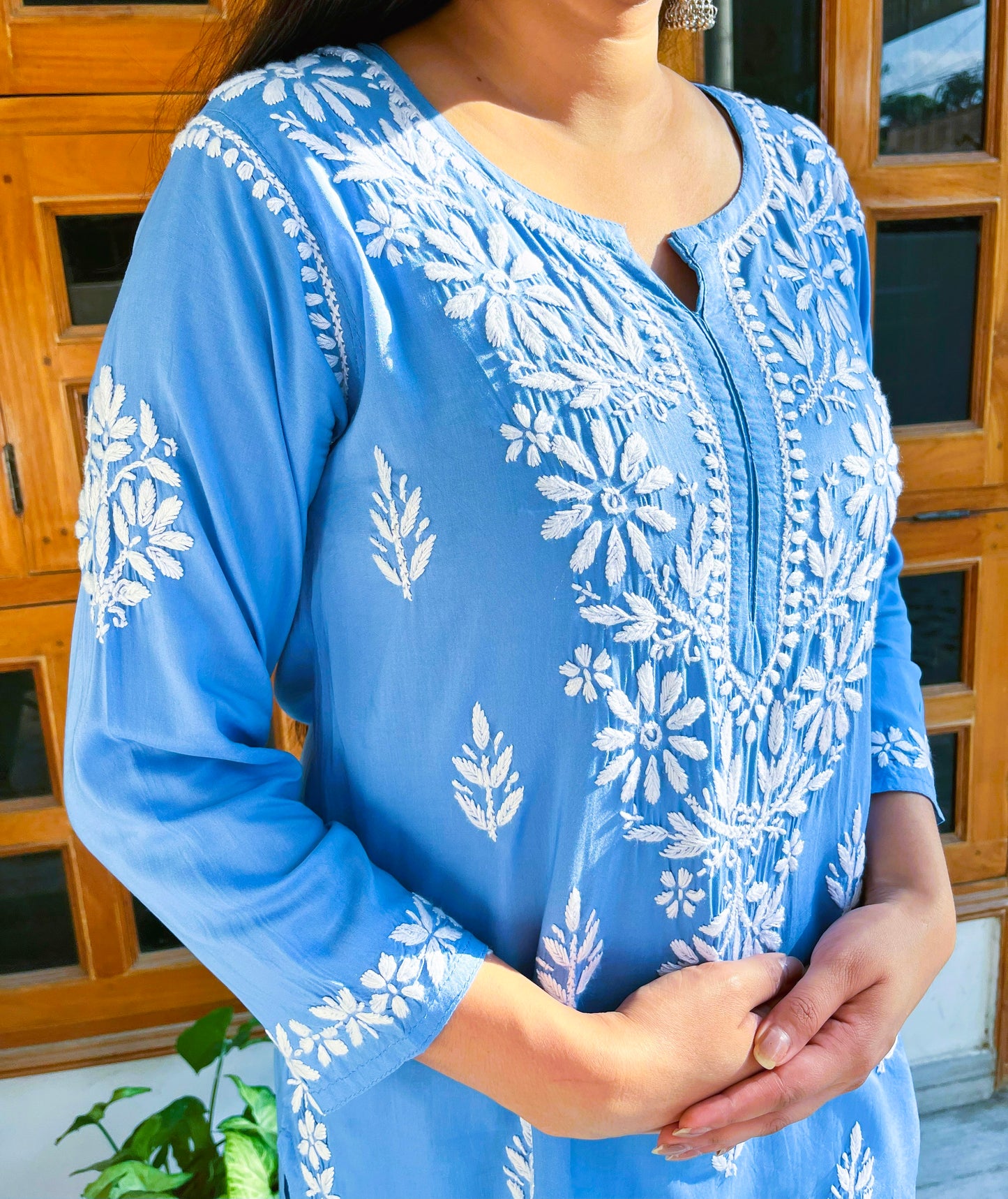 Short modal Chikankari Kurti (Short Top)