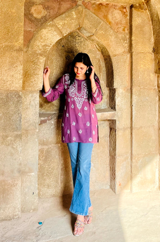 Short Modal Chikankari Kurti (Short Top)