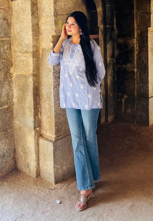 Short Modal Chikankari Kurta (Short Top)