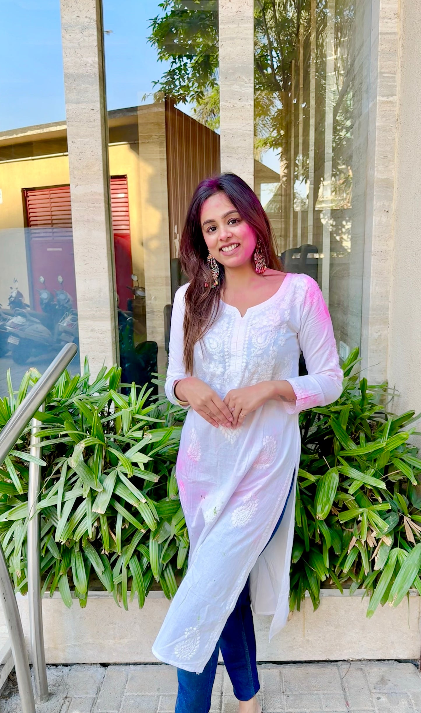 White Cotton Chikankari Kurta