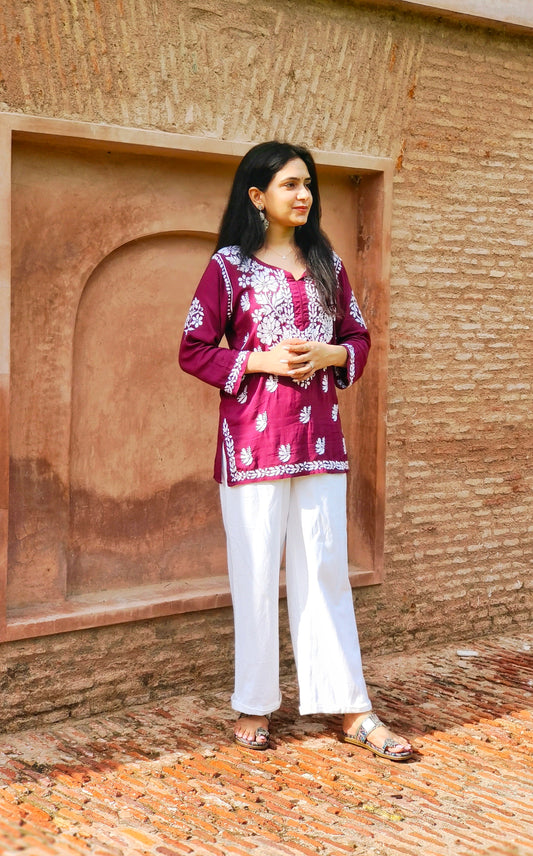 Short Modal Chikankari Kurti (Short Top)