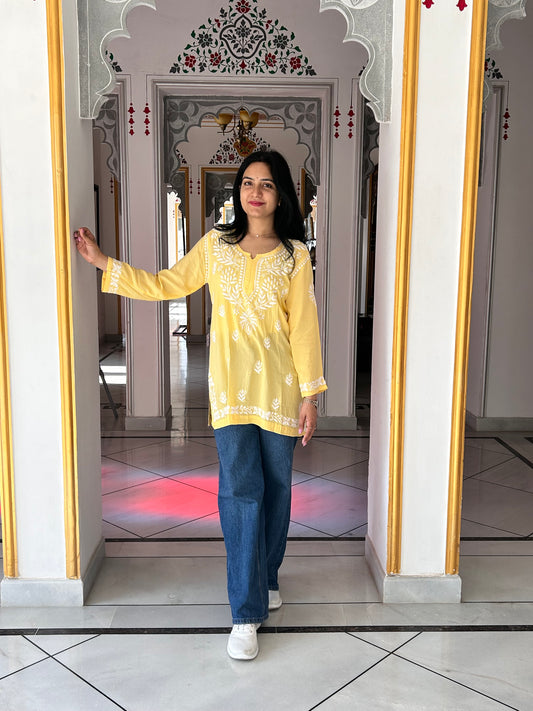 Short Modal Chikankari Kurti (Short Top)