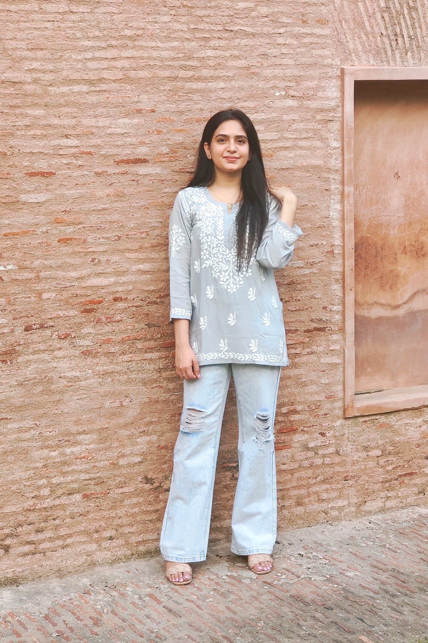 Short Modal Chikankari Kurti (Short Top)