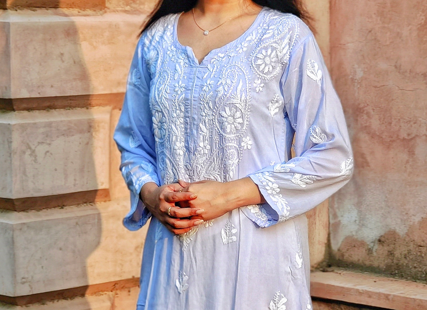 Sara Lavender Chikankari Modal Straight Kurta